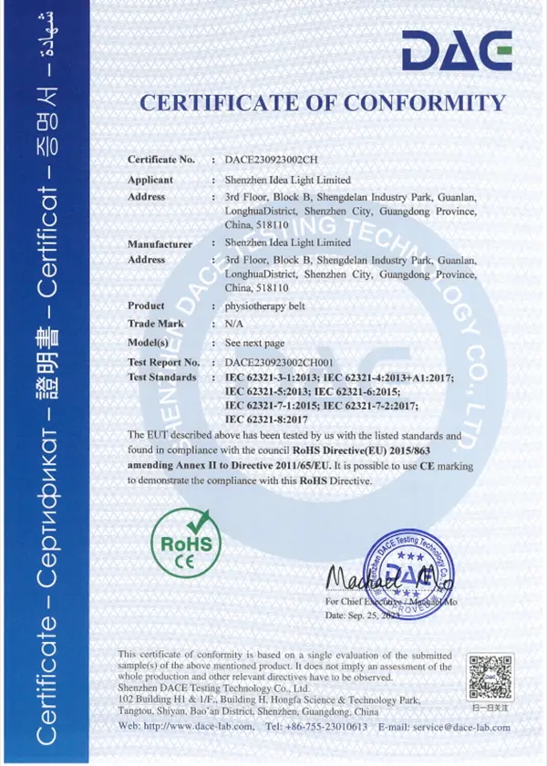 RoHS Certificate of Conformity