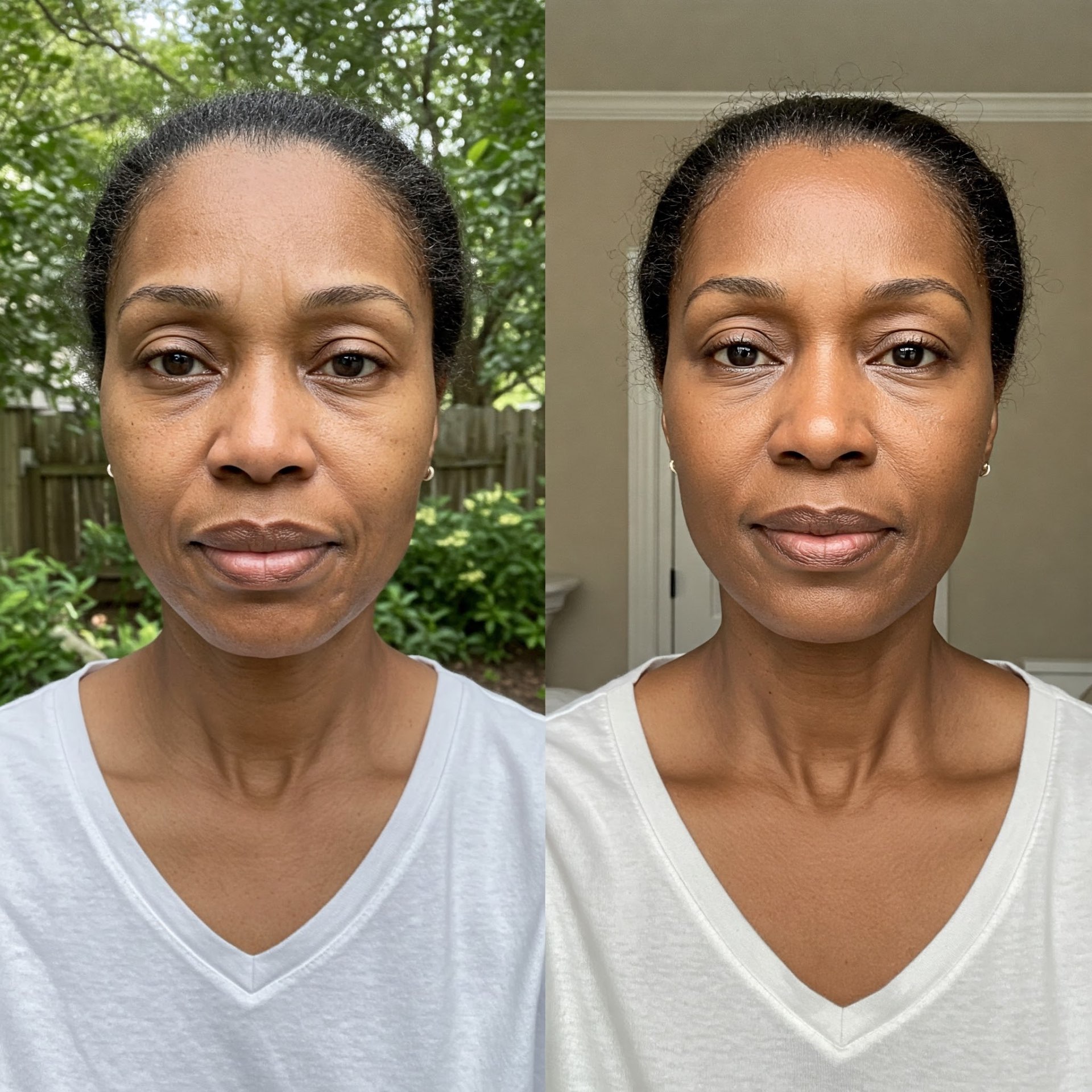 Female wrinkle reduction before and after light therapy