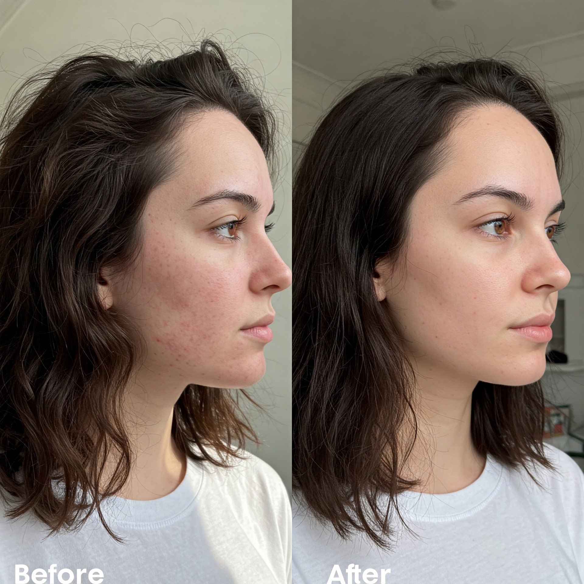 Female skin rejuvenation before and after light therapy
