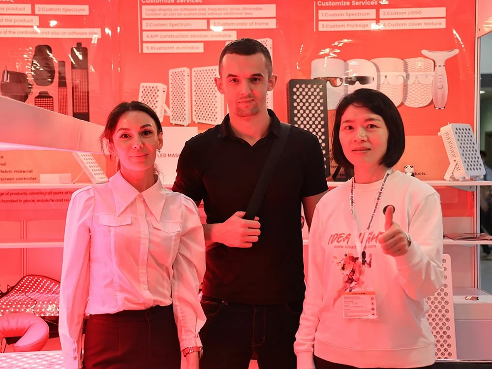 Exhibition team with visitors