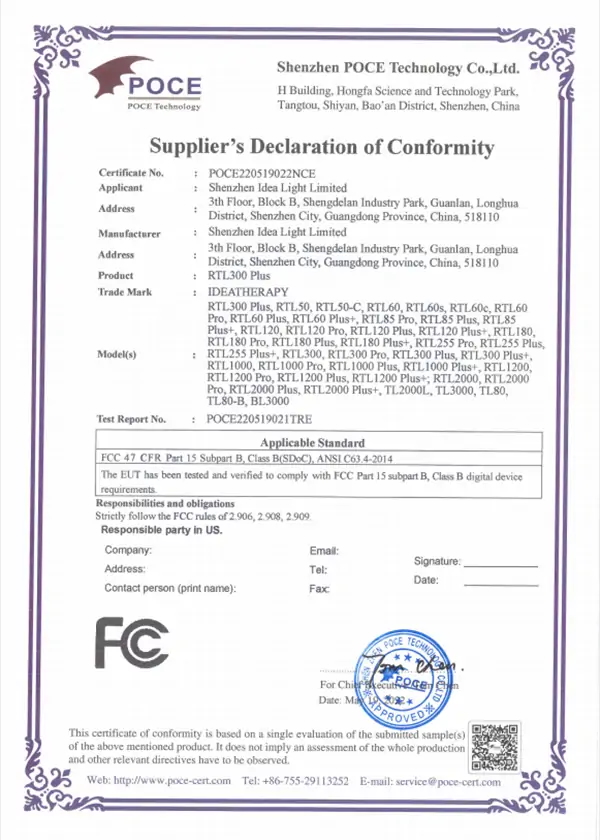 FC Declaration of Conformity Certificate
