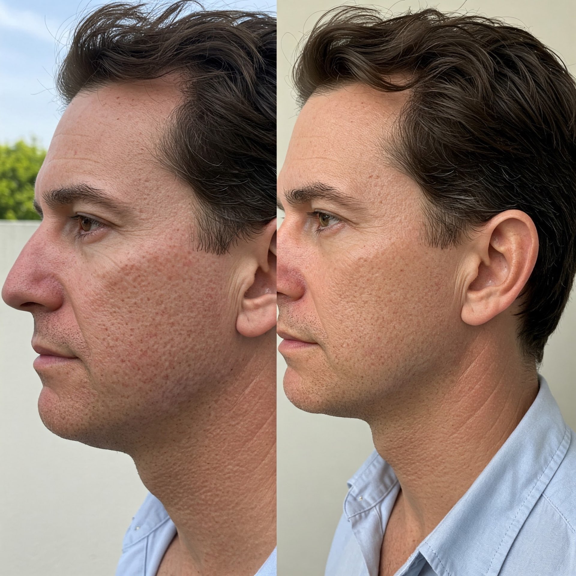 Male hairline improvement before and after light therapy