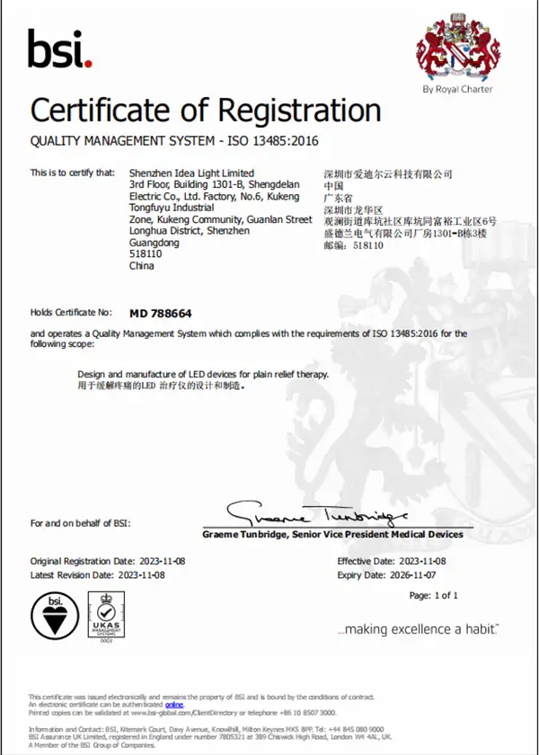 ISO 13485:2016 Certificate of Registration